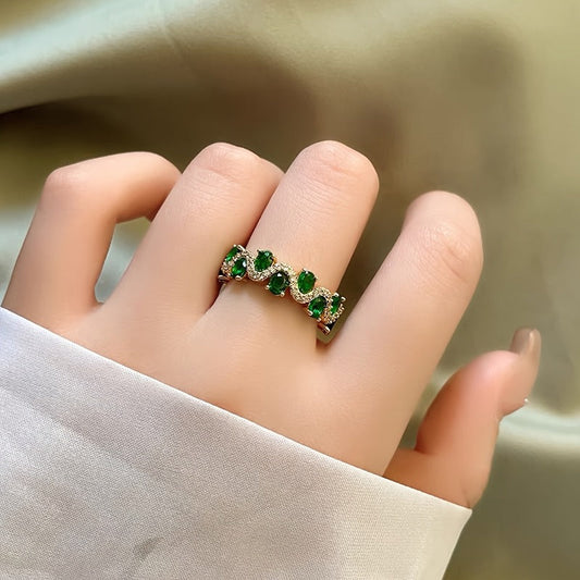 Calira Sparkling Smaragd Åben Ring | Guld