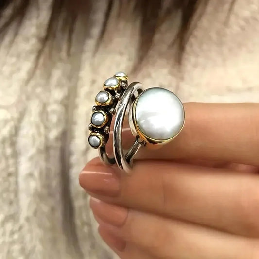 Perle Stacking Ringe Sæt