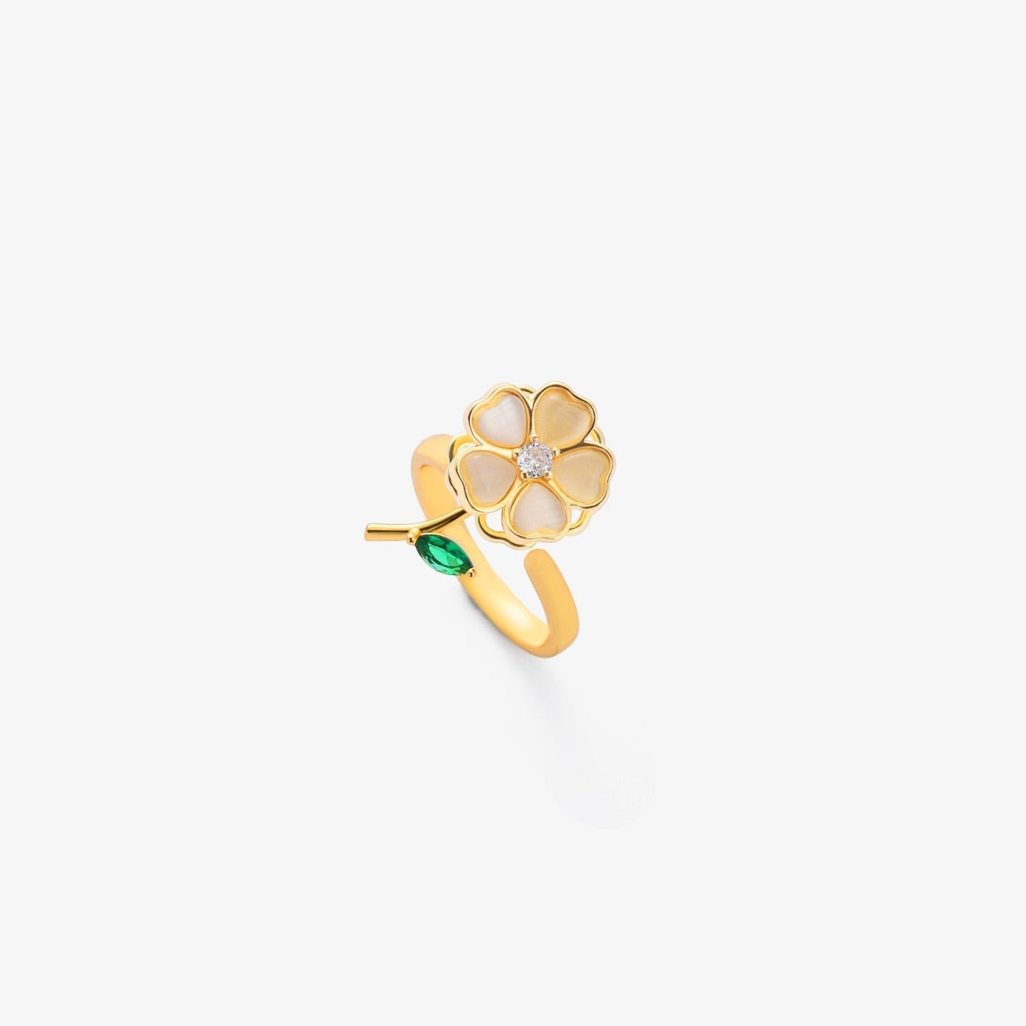 Smaragd Leaf Blomst Drejering | Guld