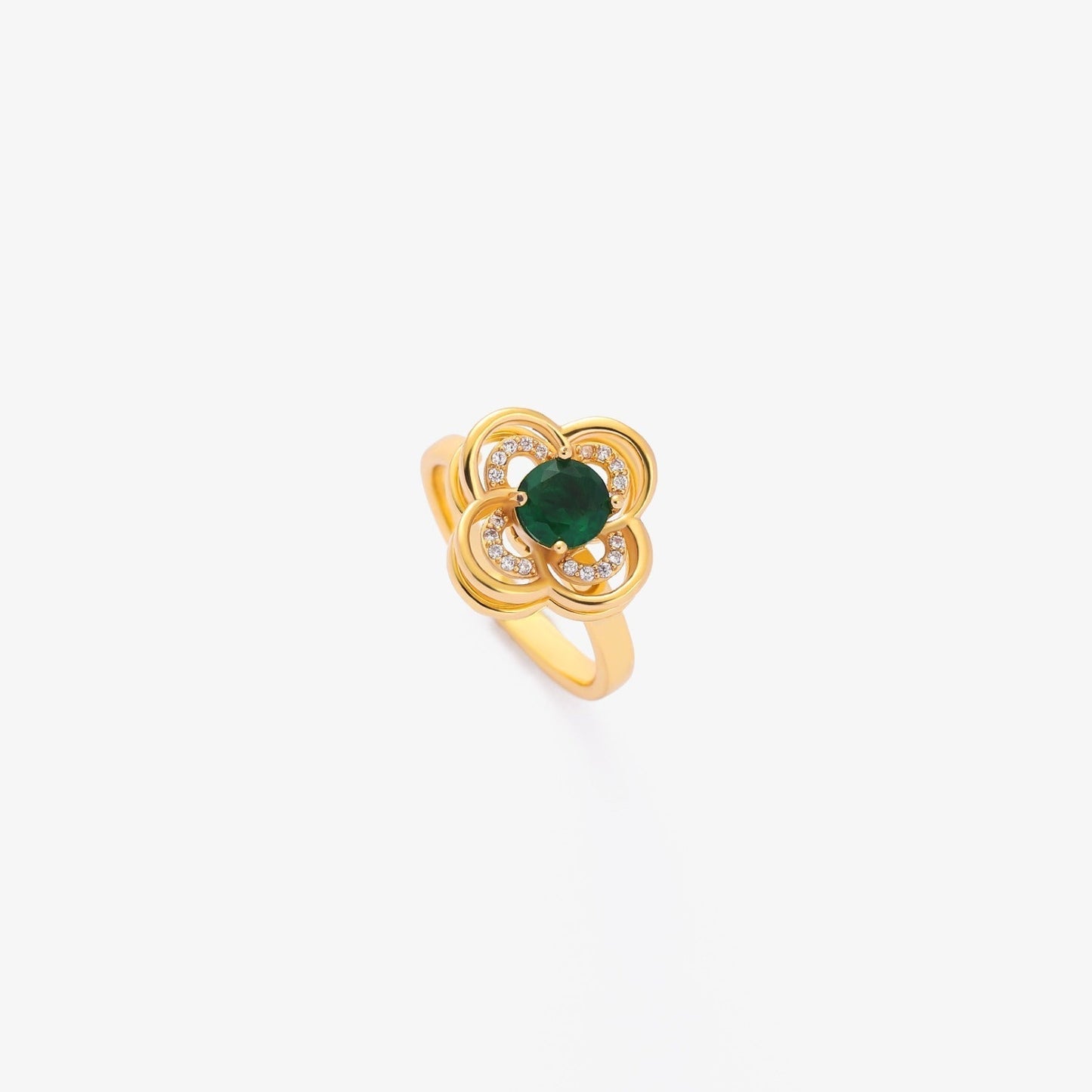Clover Halo Smaragd Drejering | Guld