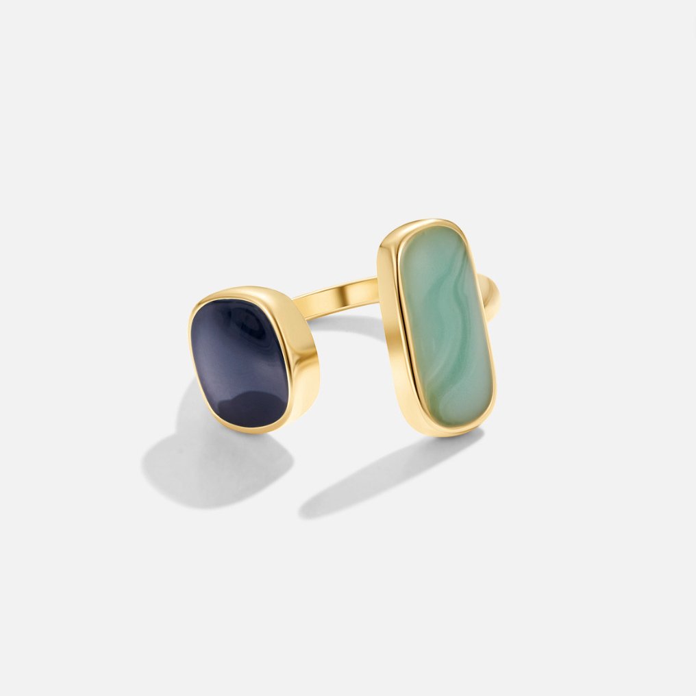 Guld Dual Sten Åben Ring