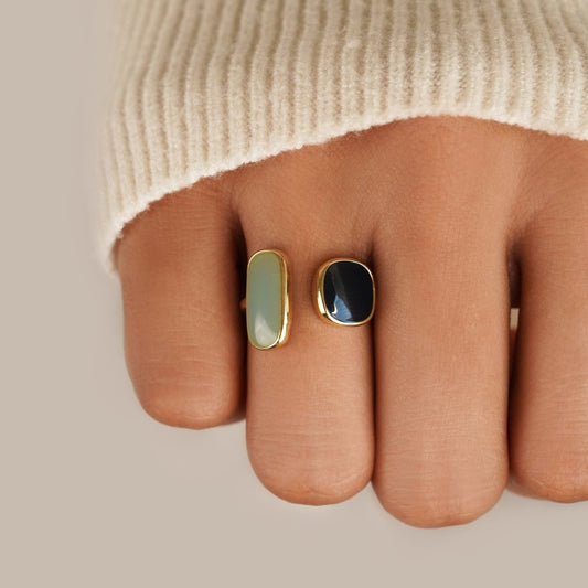 Guld Dual Sten Åben Ring