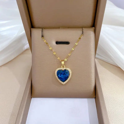 Guld Safir Hjertehalskæde