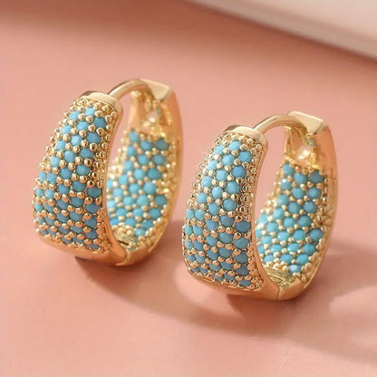 Golden-Tone Turkis Perlet Creoler | Guld