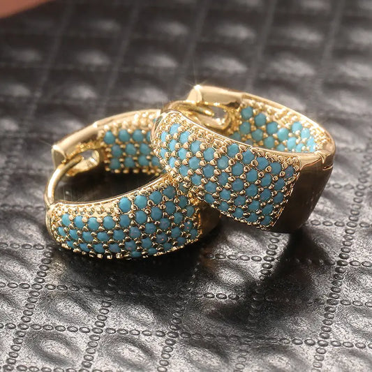 Golden-Tone Turkis Perlet Creoler | Guld