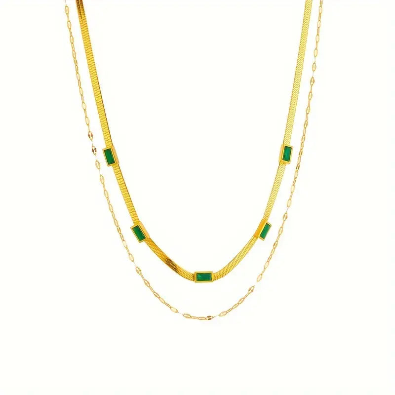 Sister Gem Double-Layer Retro Halskæde | Guld