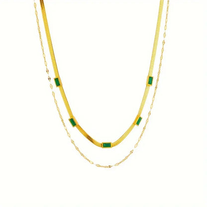 Sister Gem Double-Layer Retro Halskæde | Guld