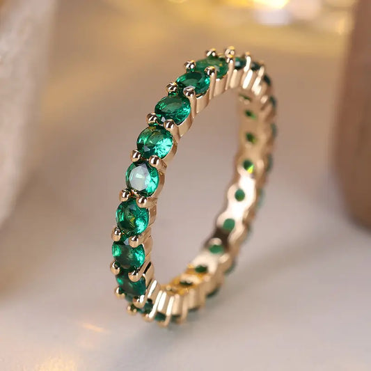 Guld Smaragd Evighed Ring