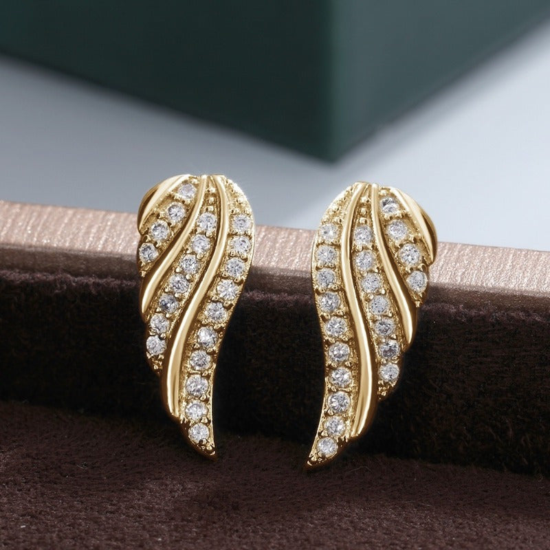 Moderne Leaf Pavé Øreringe | Guld