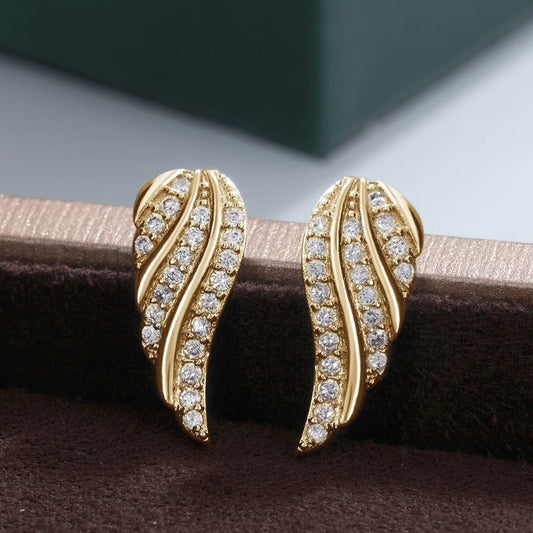 Moderne Leaf Pavé Øreringe | Guld