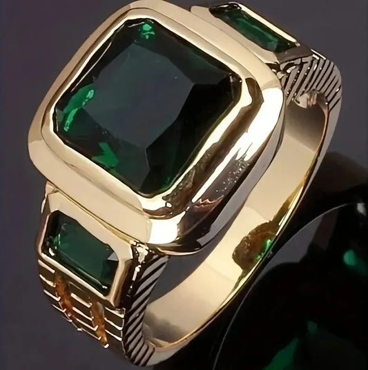 Guld Smaragd Signet Ring