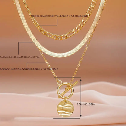 Savira Textured Coin Lagdelt Halskæde | Guld