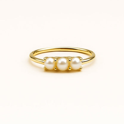 Triple Perle Guld Ring