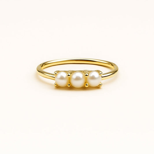 Triple Perle Guld Ring