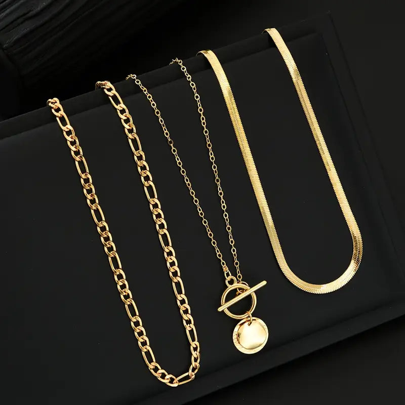 Savira Textured Coin Lagdelt Halskæde | Guld