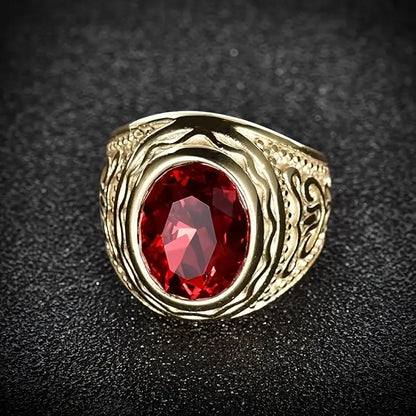 Guld Rubin Graveret Ring