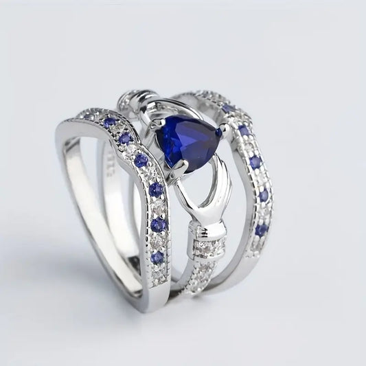 Sølv Safir Interlocking Ring