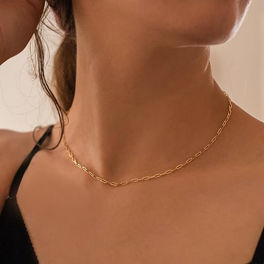 Paperclip Lagdelt Rubin Halskæde | Guld