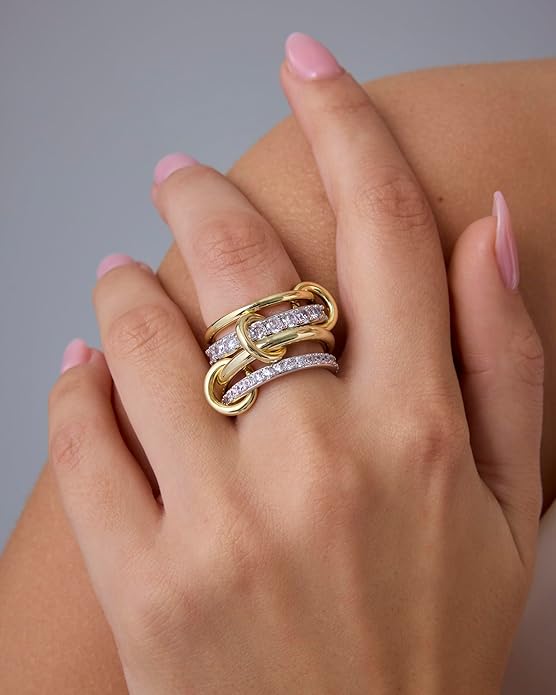 Interlock Stack Ringe | Guld