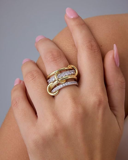 Interlock Stack Ringe | Guld