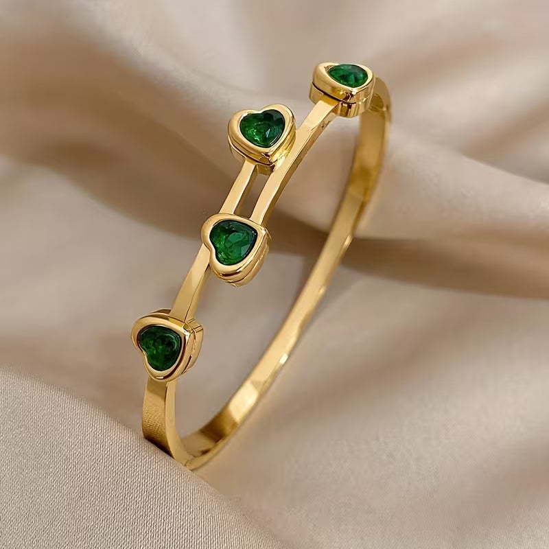 Verde Hjerter Armbånd | Guld