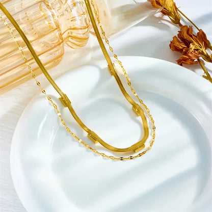 Sister Gem Double-Layer Retro Halskæde | Guld