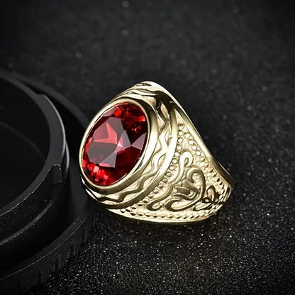 Guld Rubin Graveret Ring
