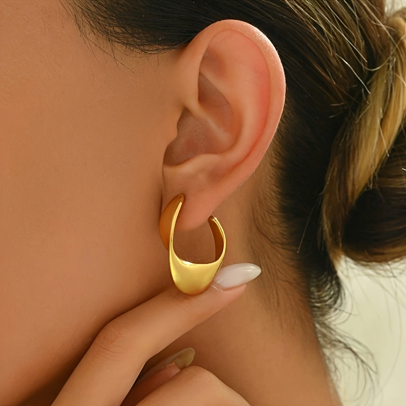 Sculpted Halvmåne Creoler | Guld