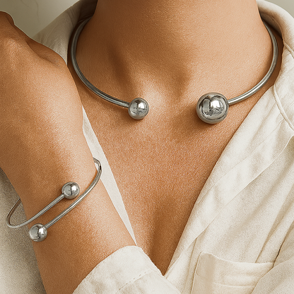 Minimalistisk Glow Collar & Manchet Armbånd Sæt | Guld