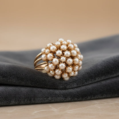 Elegant Indlagt Perle Guld Ring