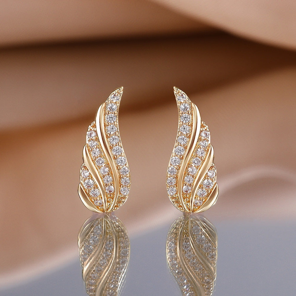 Moderne Leaf Pavé Øreringe | Guld