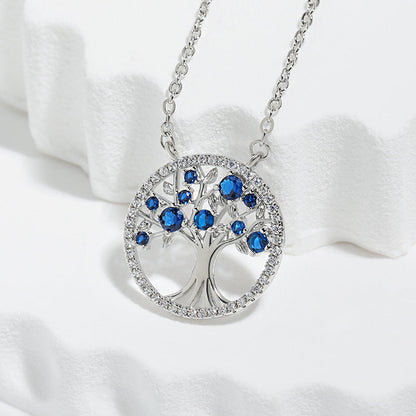 Tree af Life Safir Halskæde | Hvidguld