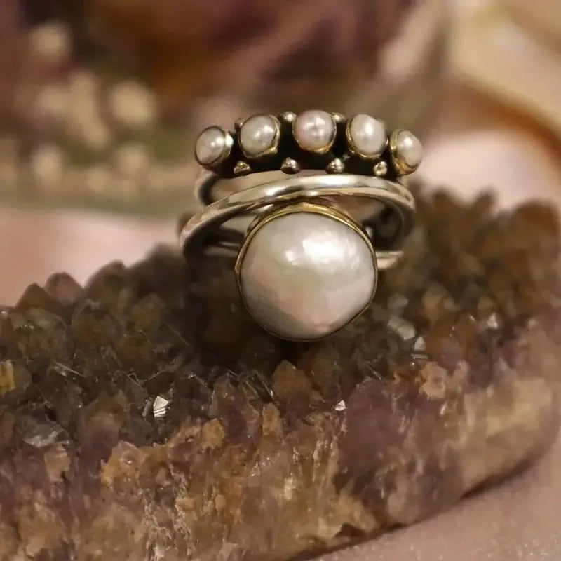 Perle Stacking Ringe Sæt