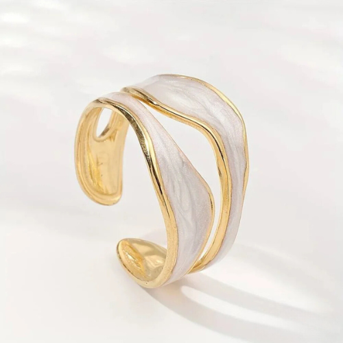 Sølv og Guld Skulpturel Manchet Ring
