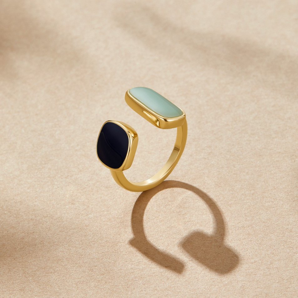 Guld Dual Sten Åben Ring