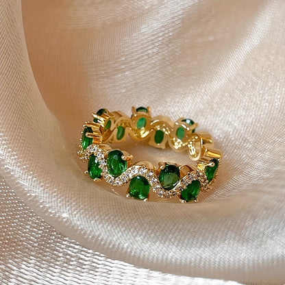 Calira Sparkling Smaragd Åben Ring | Guld