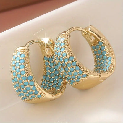 Golden-Tone Turkis Perlet Creoler | Guld