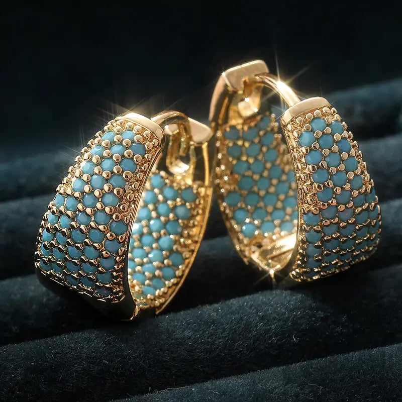 Golden-Tone Turkis Perlet Creoler | Guld