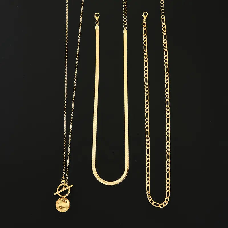 Savira Textured Coin Lagdelt Halskæde | Guld