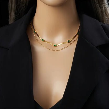 Sister Gem Double-Layer Retro Halskæde | Guld