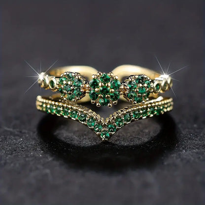 Guld Smaragd Cluster Ring