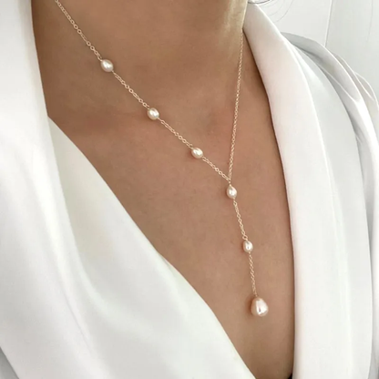 Cascading Perle Lariat Halskæde