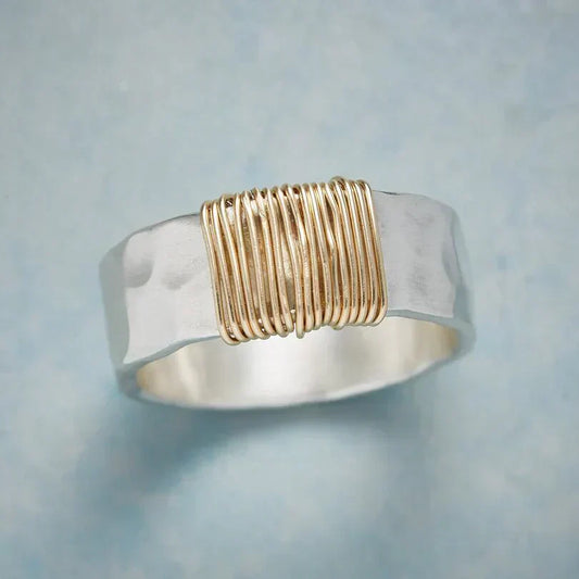Sølv og Guld Wire Wrapped Ring