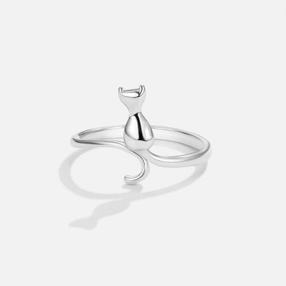 Sølv Kat Motif Ring