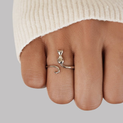 Sølv Kat Motif Ring