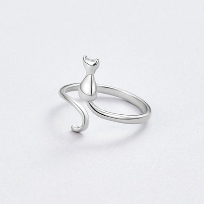 Sølv Kat Motif Ring