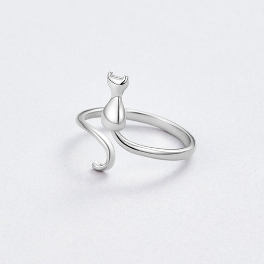 Sølv Kat Motif Ring