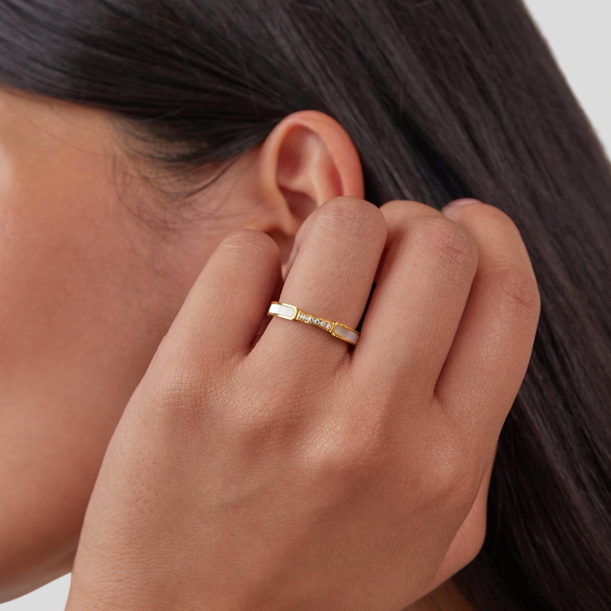 Guld Indlæg Bånd Ring