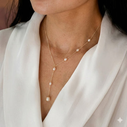 Cascading Perle Lariat Halskæde